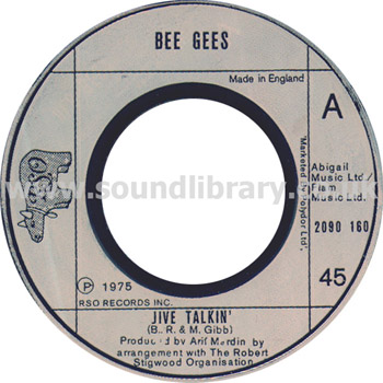 Bee Gees Jive Talkin' UK Issue 7" RSO 2090160 Label Image