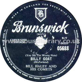 Bill Haley & His Comets Billy Goat Rockin' Rollin' Rover 10" 78 rpm Brunswick 05688 Label Image