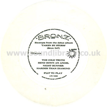 Bronz Excerpts From The Album Taken By Storm UK 7" Flexi Disc Bronze LYN 14084 Record Image