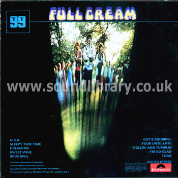 Cream Full Cream Stereo UK Issue LP Polydor 2447 010 Rear Sleeve Image