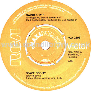 David Bowie Space Oddity UK Issue 7" RCA Victor RCA 2593 Label Image
