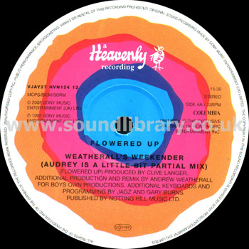 Flowered Up Weekender UK Issue 12" Heavenly Recording HVN124 12 Label Image