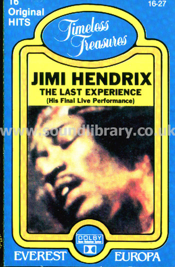 Jimi Hendrix The Last Experience Italy Issue Stereo MC Everest-Europa 16-27 Front Inlay Card