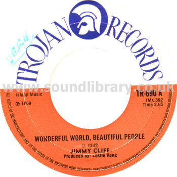 Jimmy Cliff Wonderful World, Beautiful People UK Issue 7" Label Image