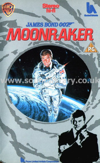 Moonraker Roger Moore VHS Video Warner Home Video PEV 99200 Silver Inlay Front Inlay Sleeve