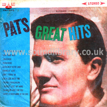 Pat Boone Pat's Great Hits Taiwan Issue Coloured Vinyl LP CSJ CSJ-606 Front Sleeve Image