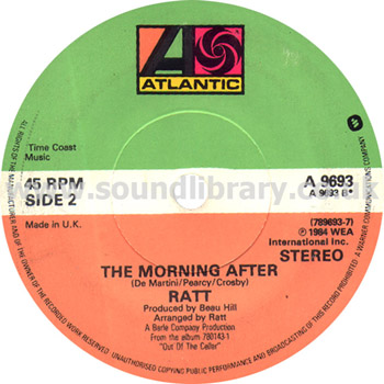 Ratt Round And Round UK Issue Stereo 7" Label Image