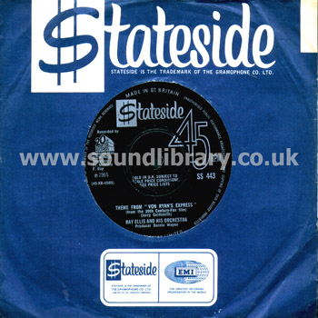 Ray Ellis and His Orchestra Theme From "Von Ryan Express" 7" Stateside SS 443 Sleeve & Label Image