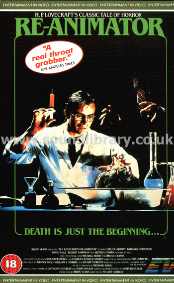 Re-Animator Jeffrey Combs VHS PAL Video Entertainment In Video EVS 1012 Front Inlay Sleeve
