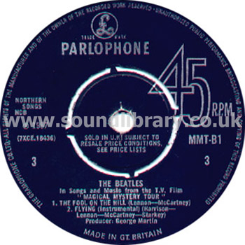 The Beatles Magical Mystery Tour UK Issue 7" EP Parlophone MMTB1 Label Image