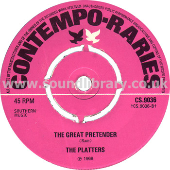 Buck Ram Only You (And You Alone) / The Great Pretender UK Issue Spindle Centre 7" Label Image