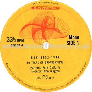 50 Years Of Broadcasting UK Issue Mono 2LP BBC Records BBC 50 Label Image
