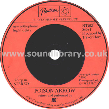 ABC Poison Arrow UK Issue Stereo 7" Neutron NT 102 Label Image Side 1