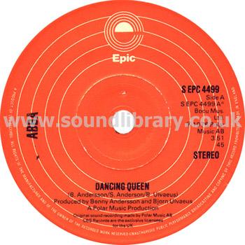 Abba Dancing Queen UK Issue Stereo 7" Epic S EPC 4499 Label Image Side 1