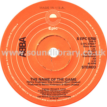 Abba The Name Of The Game UK Issue Stereo 7" Epic S EPC 5750 Label Image