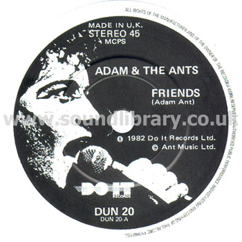 Adam And The Ants The B Sides UK Issue 7" Do It Records DUN 20 Label Image Side 1