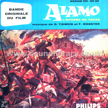 Bande Originale Du Film Alamo Dimitri Tiomkin France Mono 7" EP Philips 435.120 BE Front Sleeve Image
