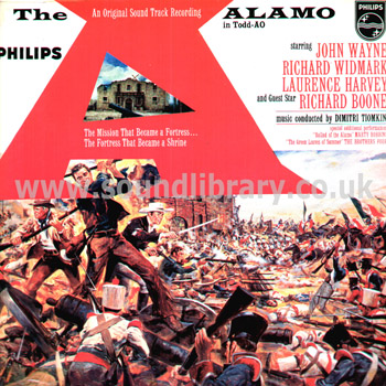 The Alamo Dimitri Tiomkin UK Issue 14 Track Mono LP Philips BBL 7429 Front Sleeve Image