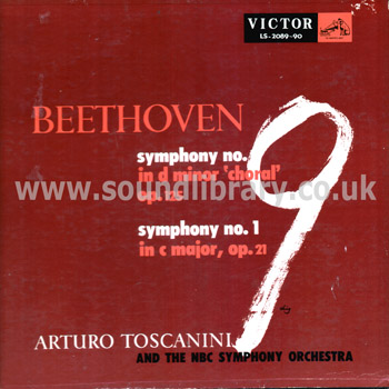 Arturo Toscanini Beethoven Symphony No. 9  & No. 1 2LP Box Set Victor LS-2089-90 Front Box Image