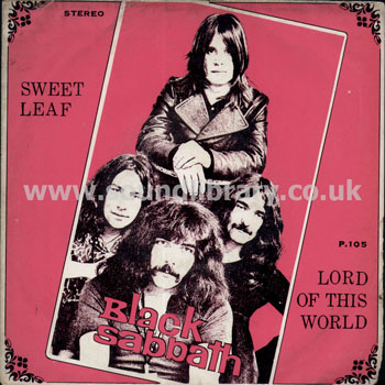 Black Sabbath Sweet Leaf, Lord Of This World Thailand Issue 2 Track 7" EP HHH P. 105 Front Sleeve Image