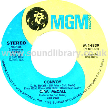 Convoy C.W. McCALL USA Issue Stereo 7" MGM M14839 Label Image