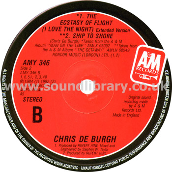 Chris De Burgh Fatal Hesitation {Remixed} UK Issue 12" Single A&M AMY 346 Label Image
