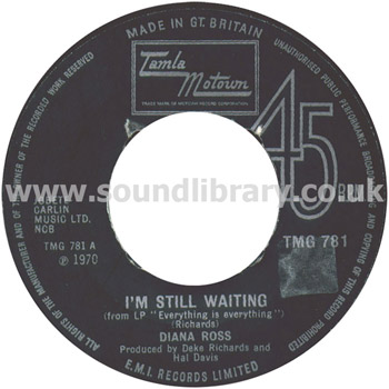 Diana Ross I'm Stll Waiting UK Issue 7" Tamla Motown TMG781 Label Image Side 1