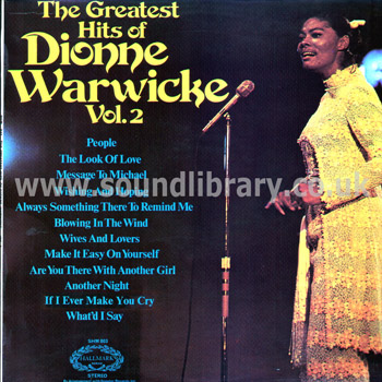 Dionne Warwick Greatest Hits Volume 2 UK Issue LP Hallmark SHM 803 Front Sleeve Image