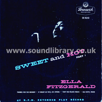 Ella Fitzgerald Sweet And Hot Part 1 UK Issue Flipback Sleeve 7" EP Brunswick OE 9210 Front Sleeve Image