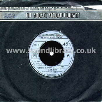 Elton John Sartorial Eloquence UK Issue 3 Track 7" The Rocket Record Company XPRES 41 Company Sleeve & Label Image