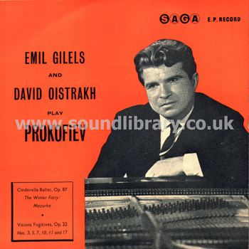 Emil Gilels and David Oistrakh Play Prokoviev UK Issue 7" EP Saga EFID 1003 Front Sleeve Image