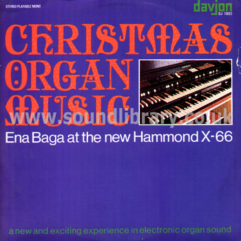 Ena Baga Christmas Organ Music UK Issue Stereo LP Davjon DJ 1002 Front Sleeve Image