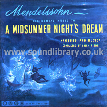 Erich Riede Hamburg Pro Musica A Midsummer Night's Dream UK Issue LP Saga XID 5021 Front Sleeve Image