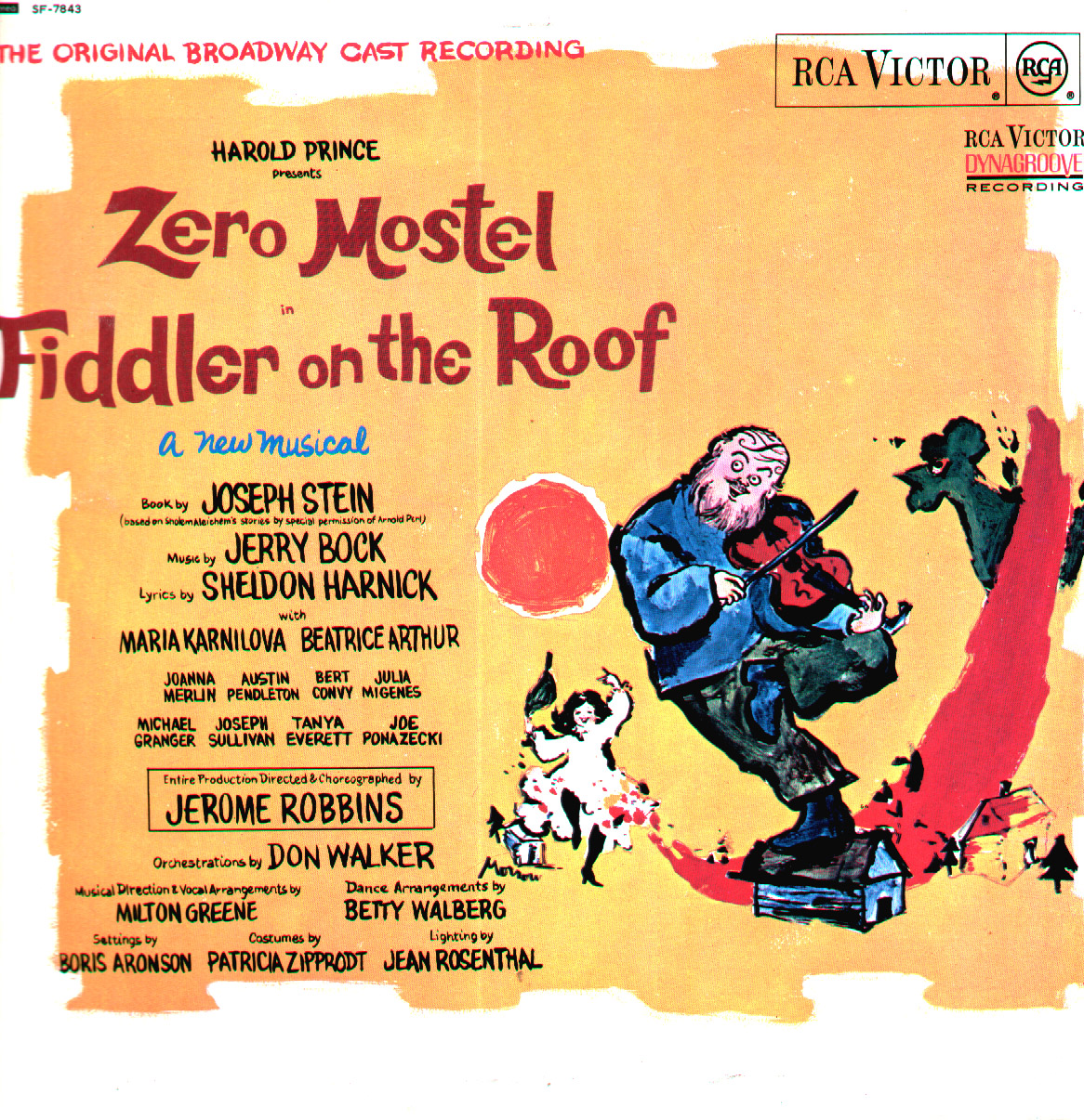 Fiddler on The Roof Zero Mostel UK Issue Stereo LP RCA Victor SF-7843 Front Sleeve Image