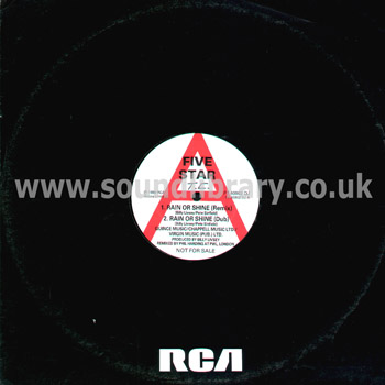 Five Star Rain Or Shine (Remix) UK Issue DJ Promo 12" RCA PT 40902 DJ Sleeve & Label Image