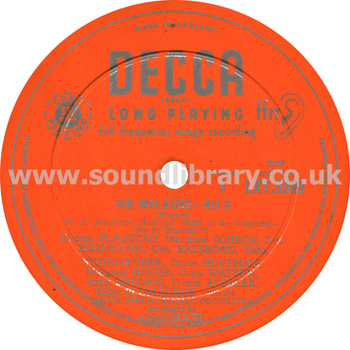 Georg Solti Wagner Die Walkurie UK Issue 2LP Mono Box Set Decca LXT5389-90 Label Image