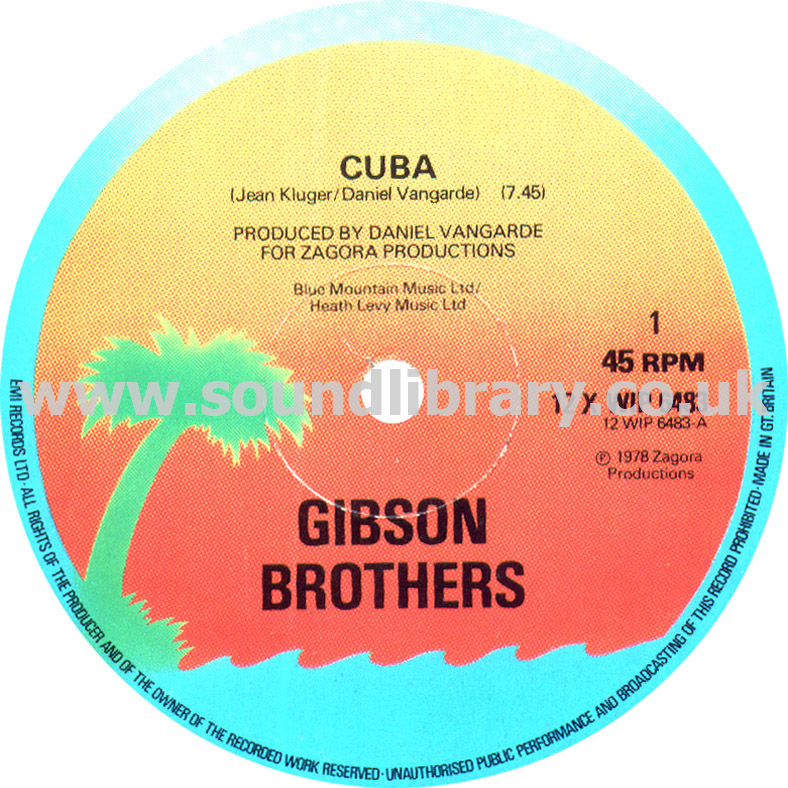 Gibson Brothers Cuba UK Issue 12" Island 12 X WIP 6483 Label Image Side 1
