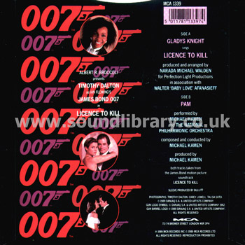 Licence To Kill Gladys Knight UK Issue Stereo 7" MCA MCA 1339 Rear Sleeve Image #2