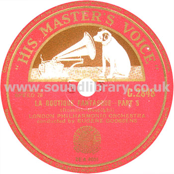 Eugene Goosens La Boutique Fantasque  HMV C.2848 12" 78 RPM Label Image