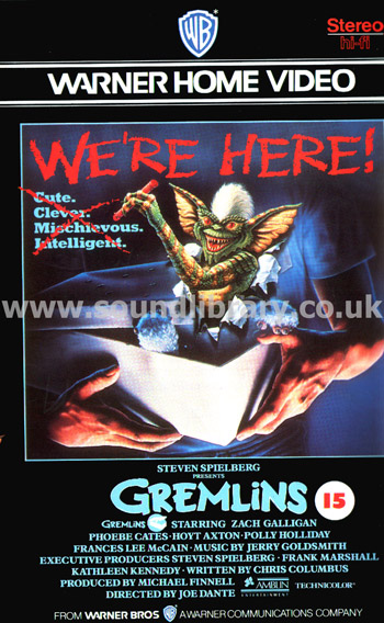Gremlins Zach Galligan VHS PAL Video Warner Home Video PEV 11388 Front Inlay Sleeve