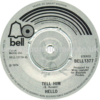 Hello Tell Him UK Issue Stereo 7" Label Image Side 1