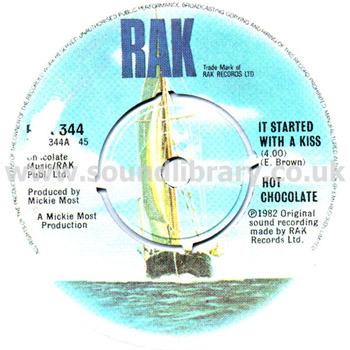 Hot Chocolate It Started With A Kiss UK Issue 7" RAK RAK 344 Label Image Side 1