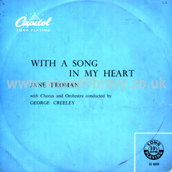 Jane Froman With A Song In My Heart UK Issue 10" LP Capitol LC 6554 Front Sleeve Image