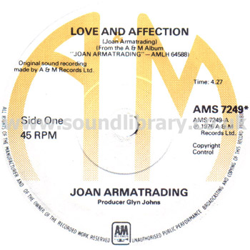 Joan Armatrading Love And Affection UK Issue 7" Label Image Side 1