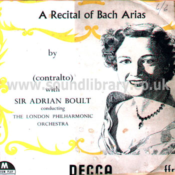 Kathleen Ferrier A Recital Of Bach Arias UK Issue 10" Decca LW 5083 Front Sleeve Image