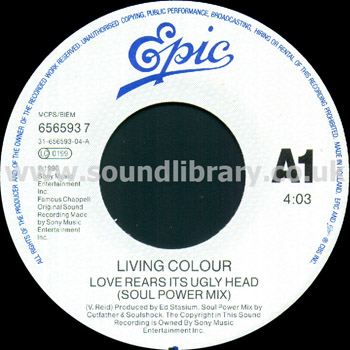 Living Colour Love Rears Its Ugly Head Holland Issue 7" Label Image