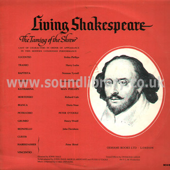 Living Shakespeare The Taming Of The Shrew UK Issue LP Odhams Books DEOB 10AM Front Sleeve Image