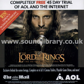 The Lord Of The Rings The Return Of The King Media CD Mail On Sunday AMOS312W1 Front Card Sleeve