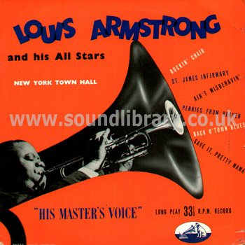 Louis Armstrong and His All Stars New York Town Hall Concert UK 10" LP HMV DLP 1015 Front Sleeve Image