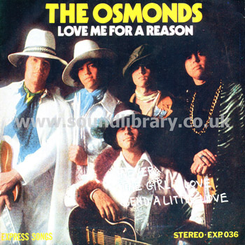 The Osmonds Love Me For A Reason Thailand Issue Stereo 7" EP Express Songs EXP. 036 Front Sleeve Image